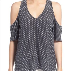 Trouve Cold Shoulder 100% silk top